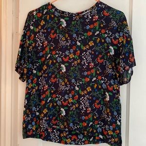 Navy Floral Blouse